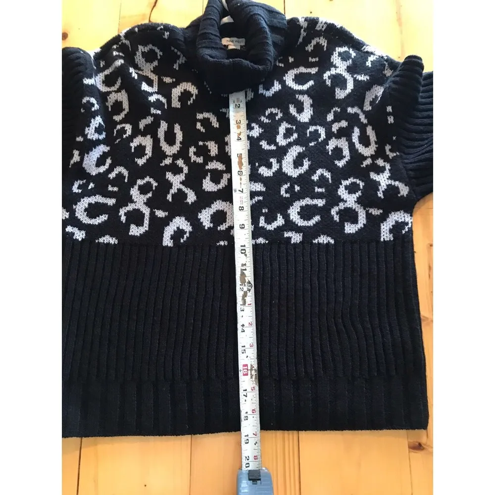 Sweater Cheetah Print Cowl Neck ~Size XS Long Sleeve Black New Knit - Image 10