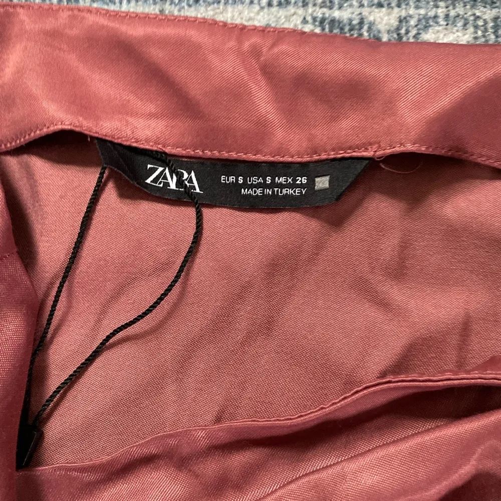 Zara Silky Cinched Detail Wrap Slit Midi‎ Maxi Slip Skirt Blush Pink Size Small - Image 4