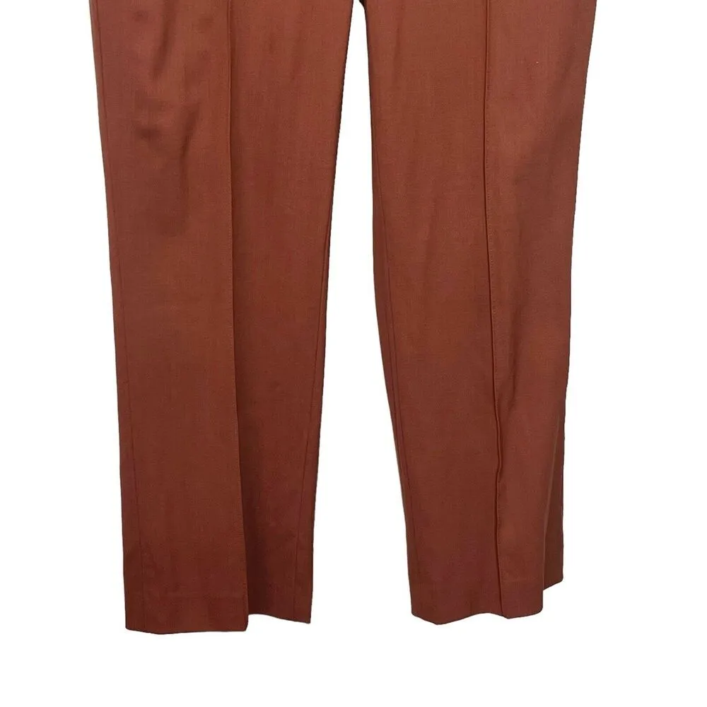 Theory Hartsdale Contour Wool Trousers Rust Women’s Size 4 Cropped Career - Image 3