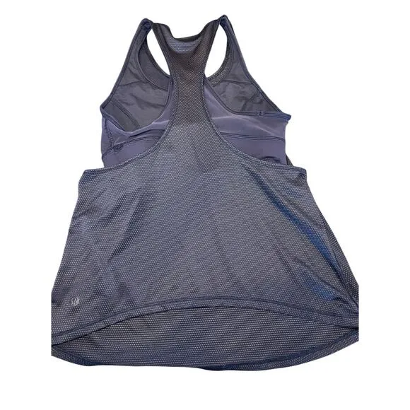 Lululemon Women‎ 4 Pushing Limits Tank Midnight Navy Mesh Overlay Built in Bra - Image 10