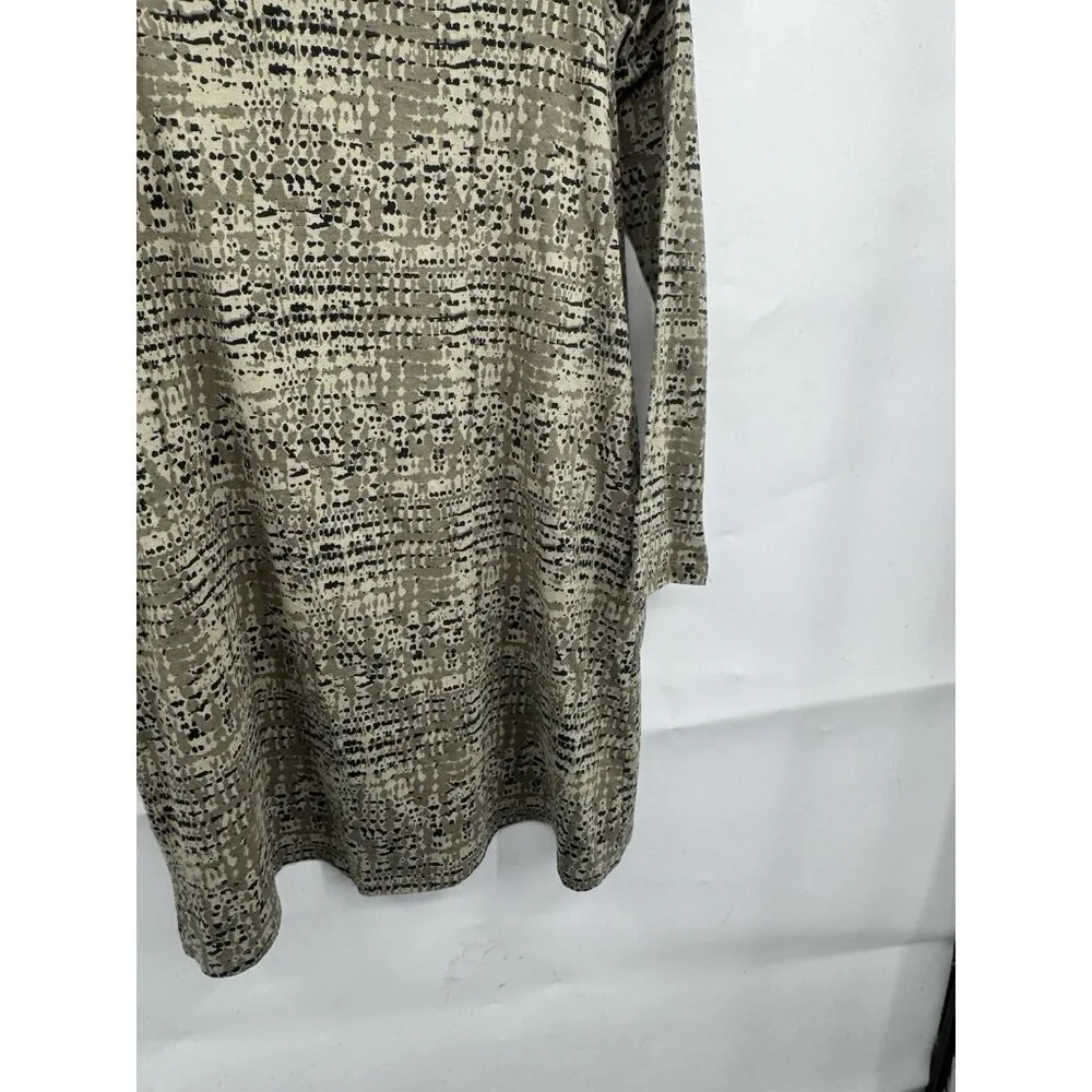 Pact Size S Revive Organic Cotton Stretch Long‎ Sleeve Swing Shirt Dress Olive - Image 5