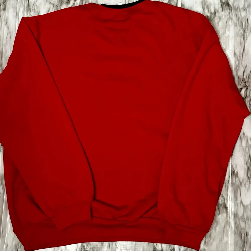 Merry Christmas Tree Embroidered Appliqué Santa Bears Women Sz L Red Sweatshirt Size L - Image 3