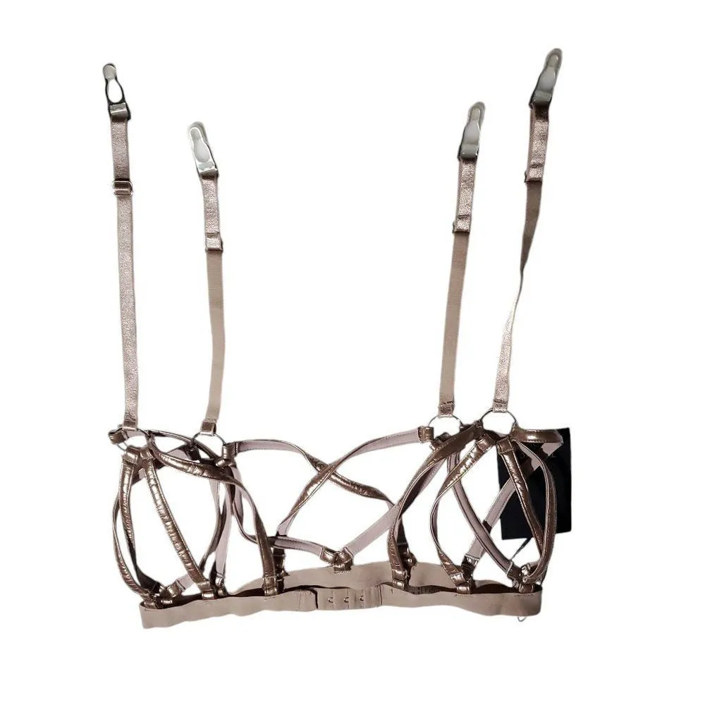 Thistle and Spire Strapped In Bronze Sidney Garter Belt Lingerie Size Medium Tan - Image 3