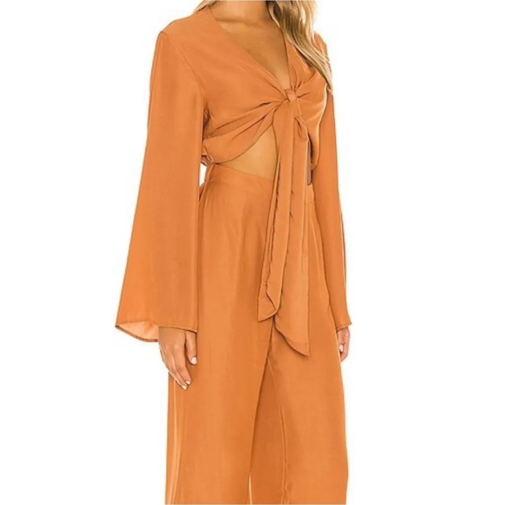 REVOLVE SNDYS Pluto Jumpsuit Rust Orange‎ Wide Leg Size 6 Orange - Image 2