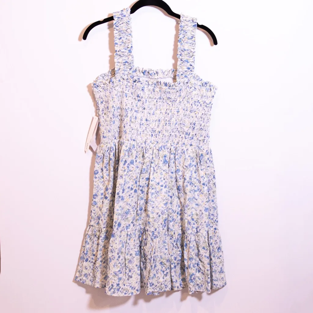 NEW Aqua Smocked Stretch Tiered Ruffle Pullover Mini Floral Print Dress XL - Image 2