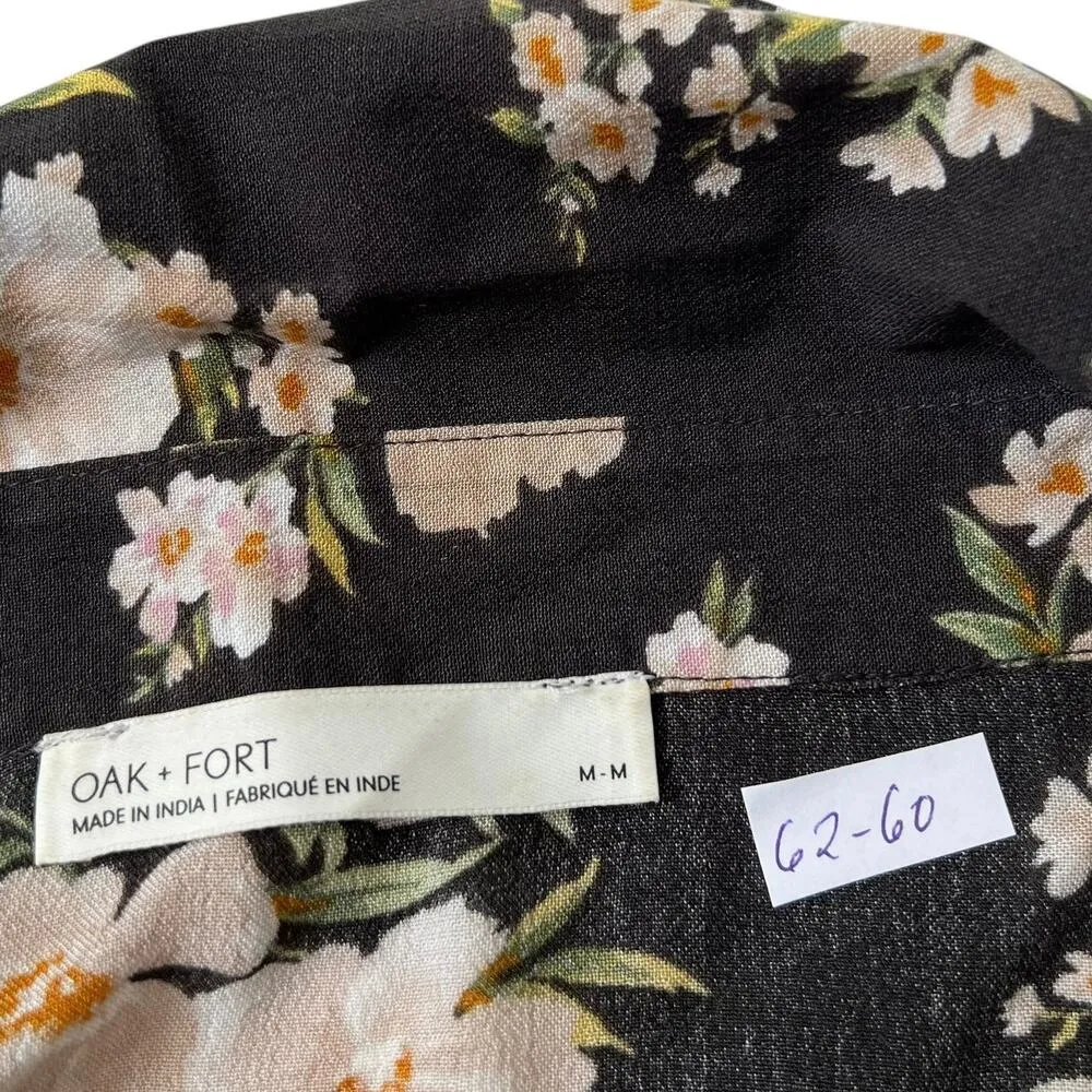 Oak + Fort Black Floral Shirt Women Top Size Medium | 62-60 - Image 4