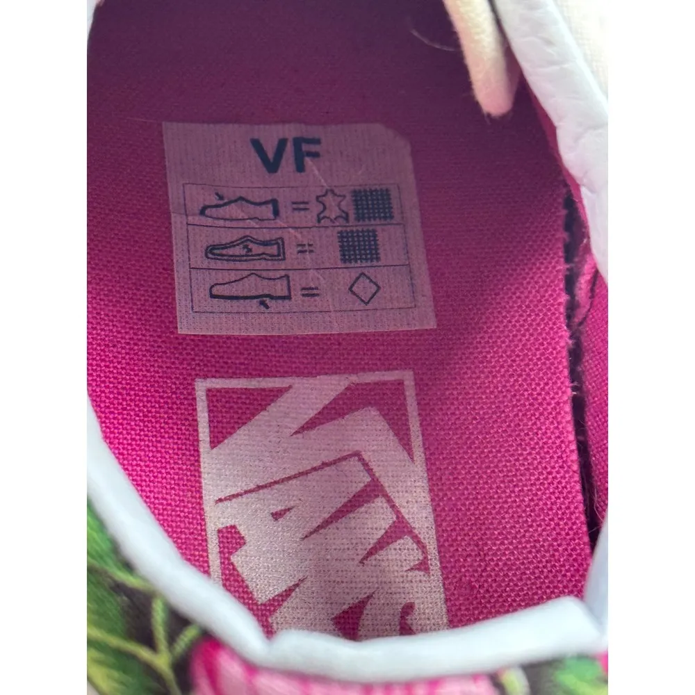 Vans‎ Old Skool Floral Palm Pink White Suede Sneakers Womens Size 7 Shoes - Image 7