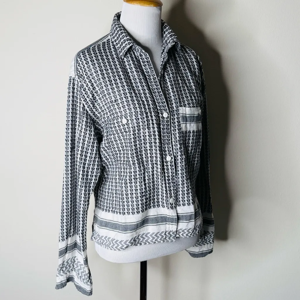 Current Elliott Black and White Patterned Button Down Shirt - Image 2