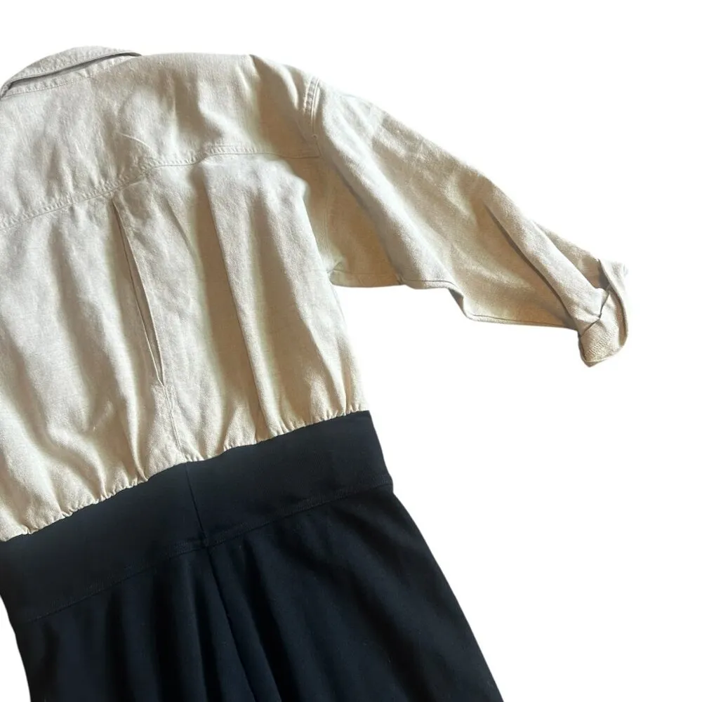 Seattle Gear Linen Cotton Jumpsuit Vintage 80s Retro Zip Down Size Large Women's Tan - Image 12