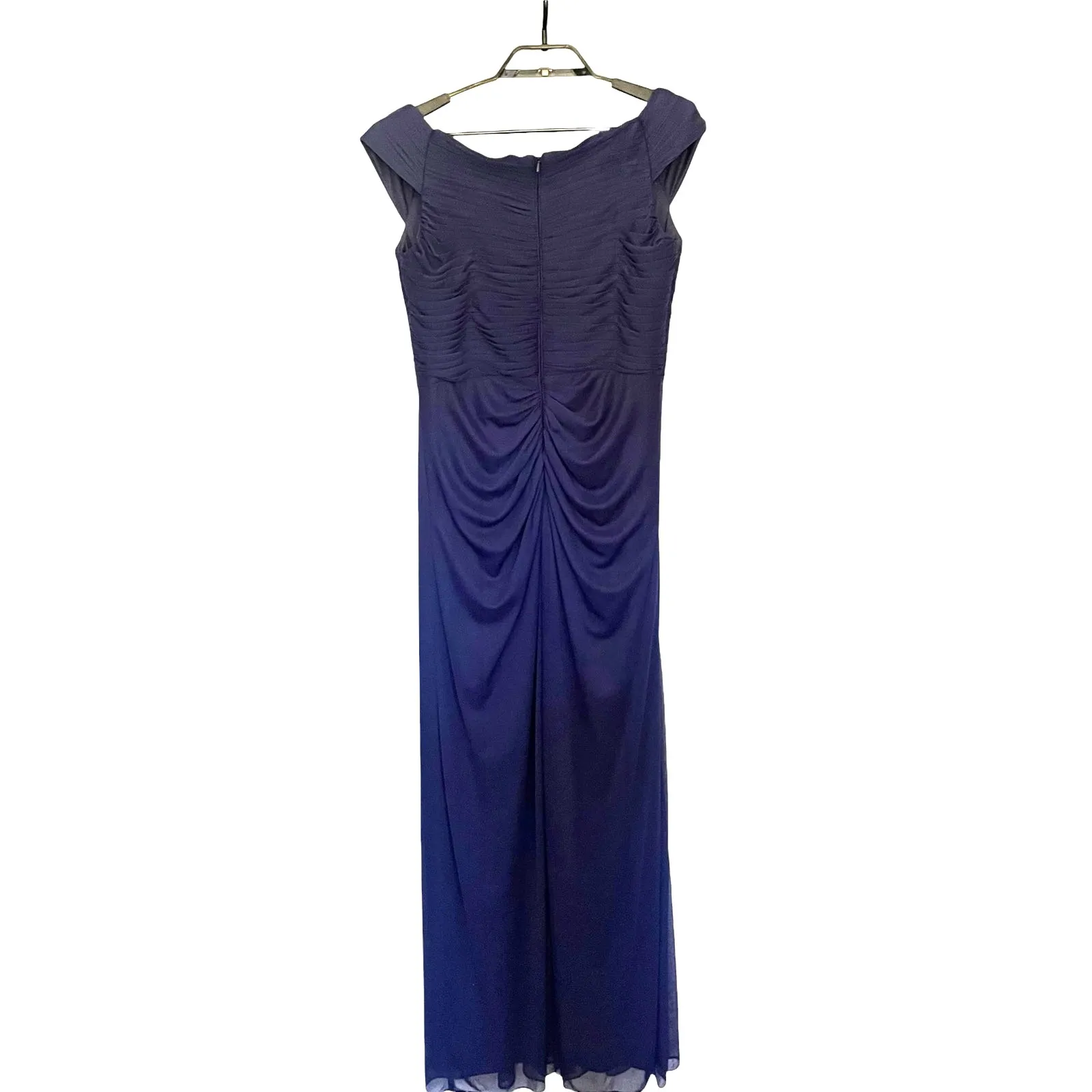 Alex Evening Off Shoulder Full Length Dress 10 Navy Holiday Wedding Bling Formal - Image 5