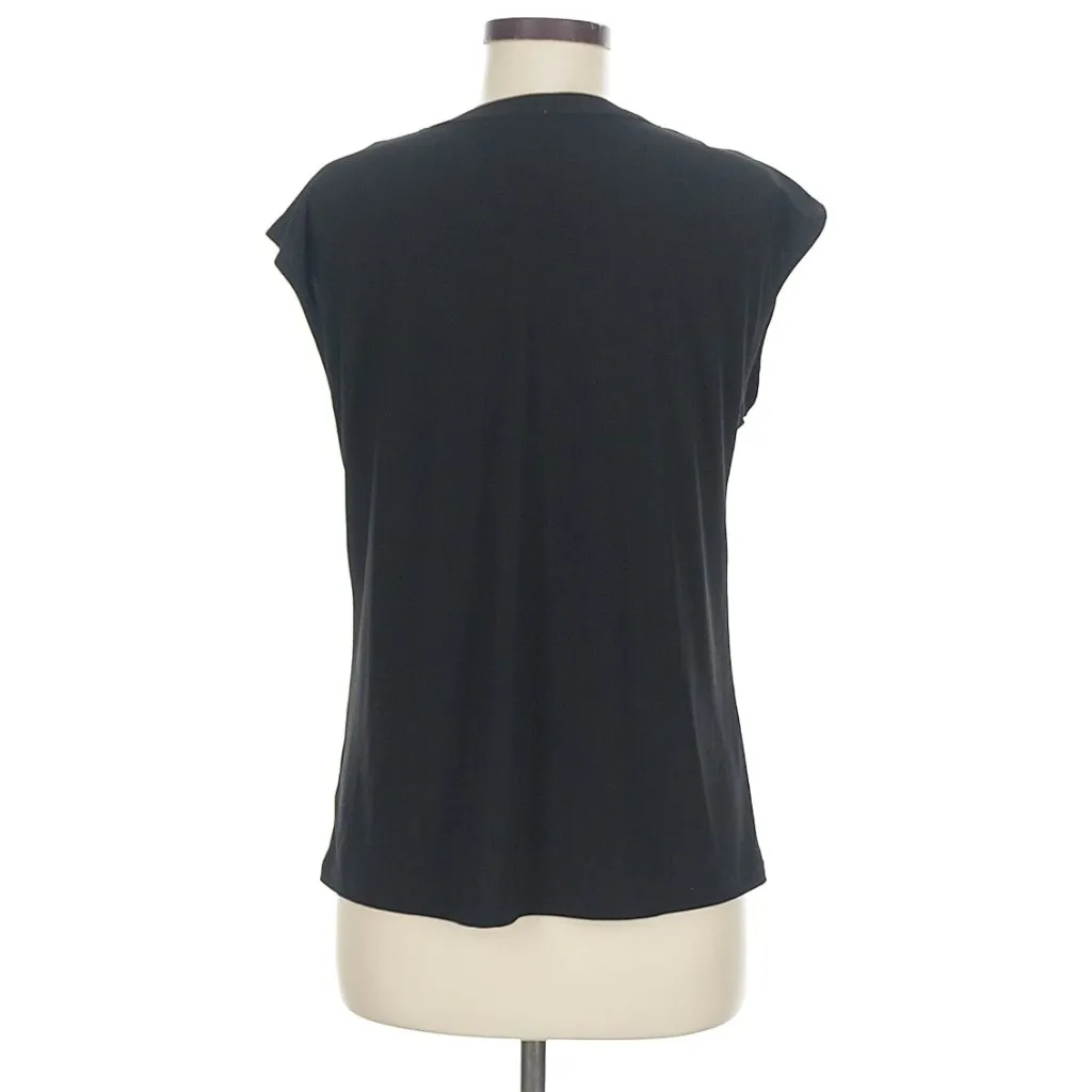 Anne Klein Popover Split Neck Blouse Black M - Image 2
