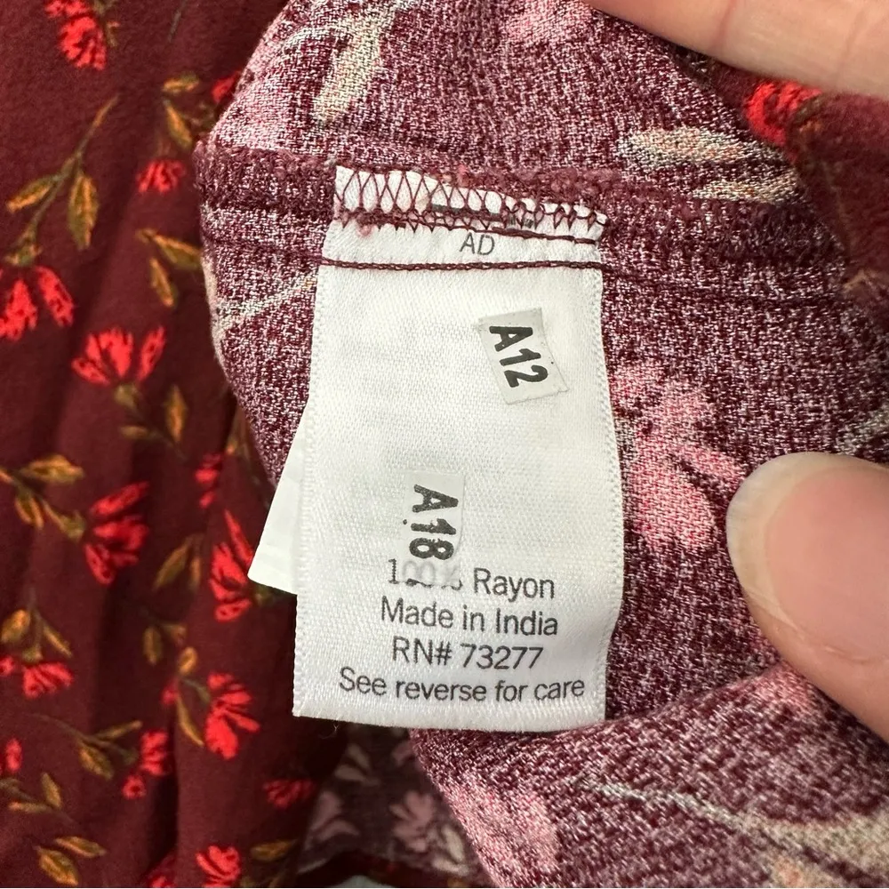 Sonoma Floral Tie Front Peasant Top Ruffle Boho Cottagecore Dark Women's XXL 2XL - Image 5