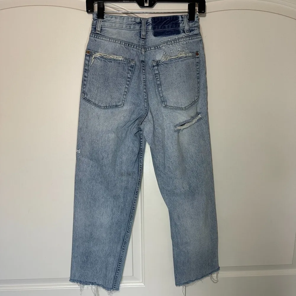 KSUBI + Relaxed Jean Super Freak High Straight Leg Raw Hem Distressed V Waist 23 - Image 3