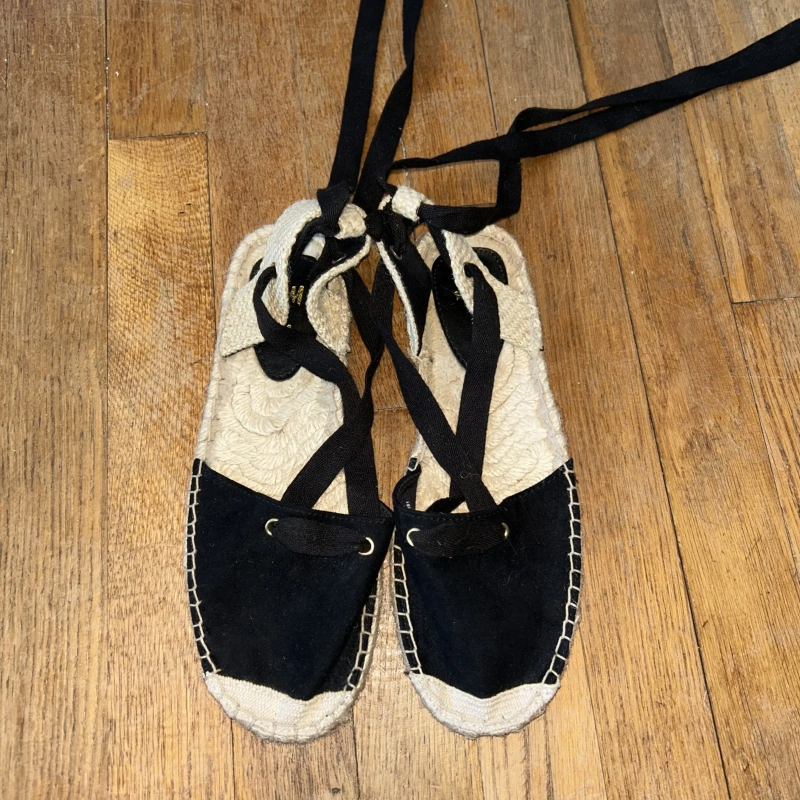 H&M Espadrille‎ Closed Toe Sandals Size 38 US7 Lace Up Ballet Core - Image 3