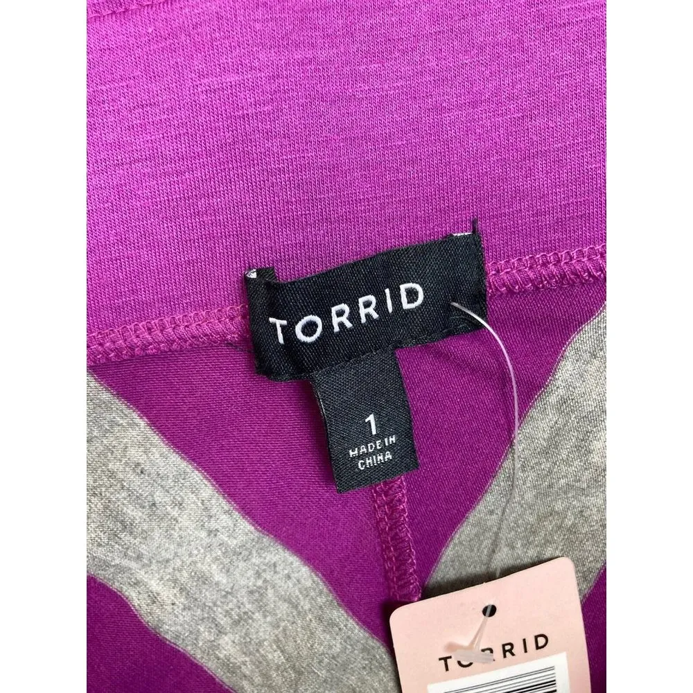New Torrid Purple Heather Gray Chevron Stripe Aline Skirt Womens 1 1X 14/16 $35 - Image 4