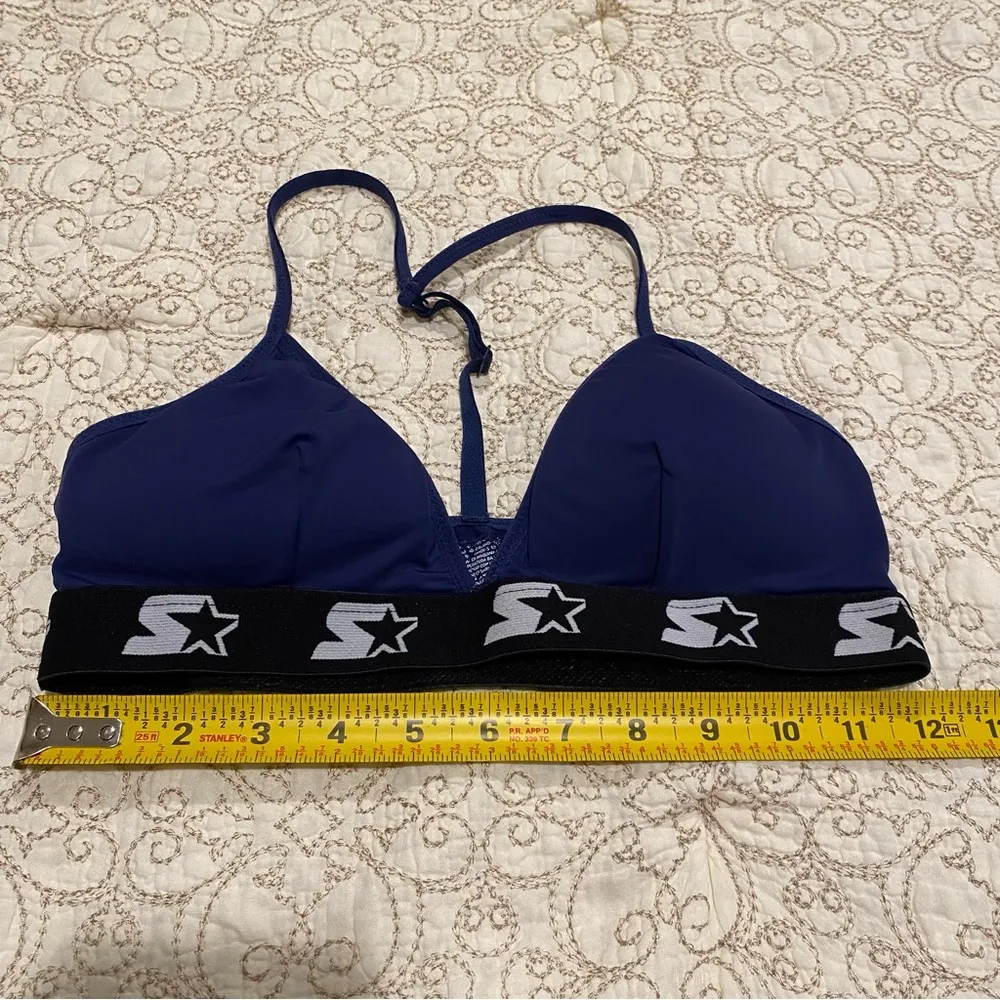 Starter Women’s Navy Blue Racerback Bra with Black Patterned Band Size Medium - Image 6