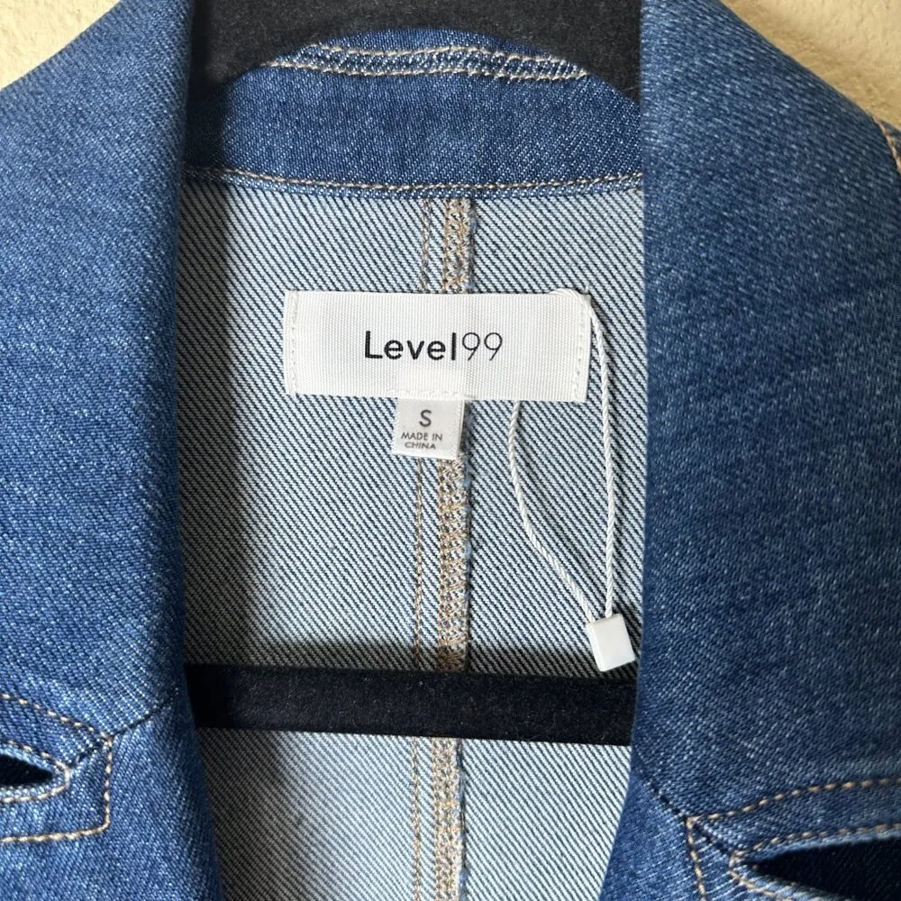 LEVEL 99 Coco Denim Stretch Blazer Jean Jacket Size Small Blue - Image 6