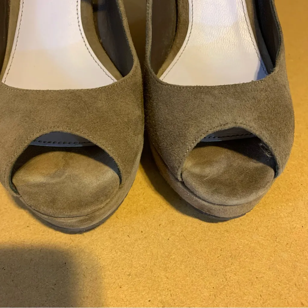 DELMAN TAUPE BROWN SUEDE PLATFORM WEDGE HEEL MARY JANE SHOES (6) - Image 11