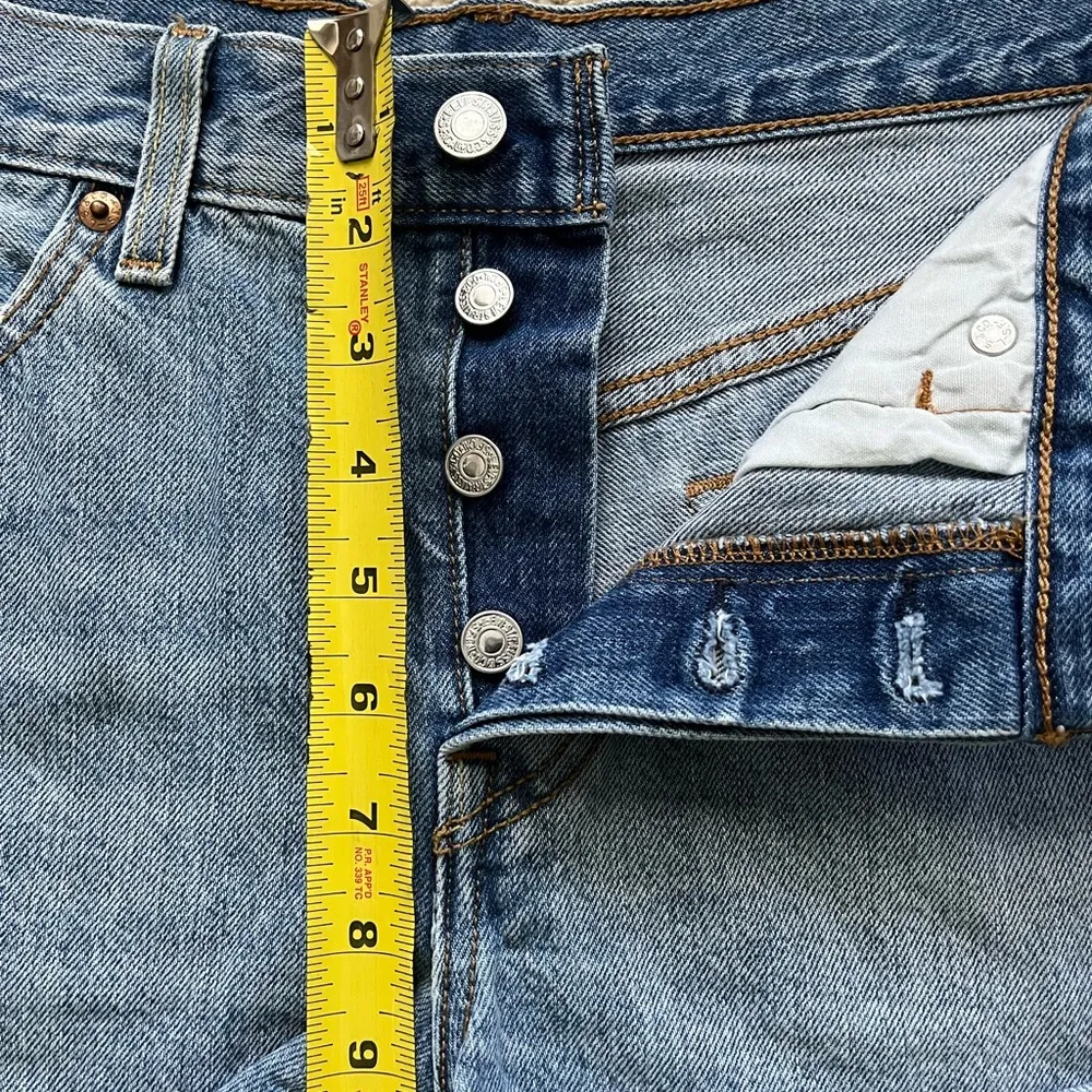 Levi 501 Cut Off Button Fly Denim Shorts Size 27 - Image 4