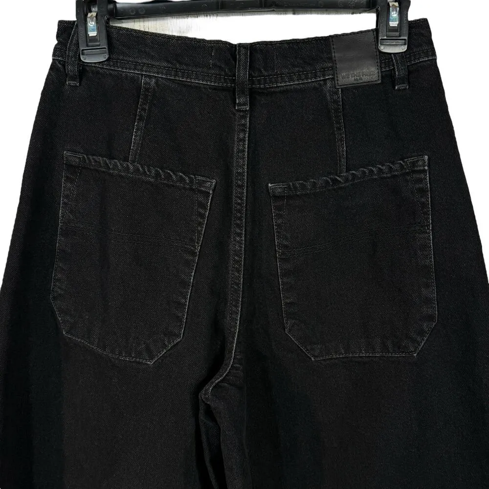 Free People SZ 27 Jeans Super Wide Leg Button-Fly Hi-Rise Black We the Free - Image 5