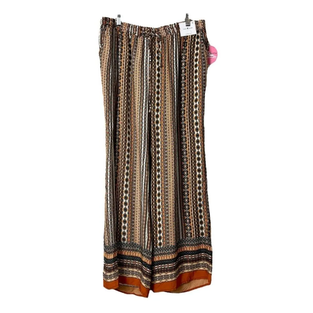 Love Wish Maternity Pants Wide Leg Palazzo Drawstring Waist Orange Multi Size XL - Image 9