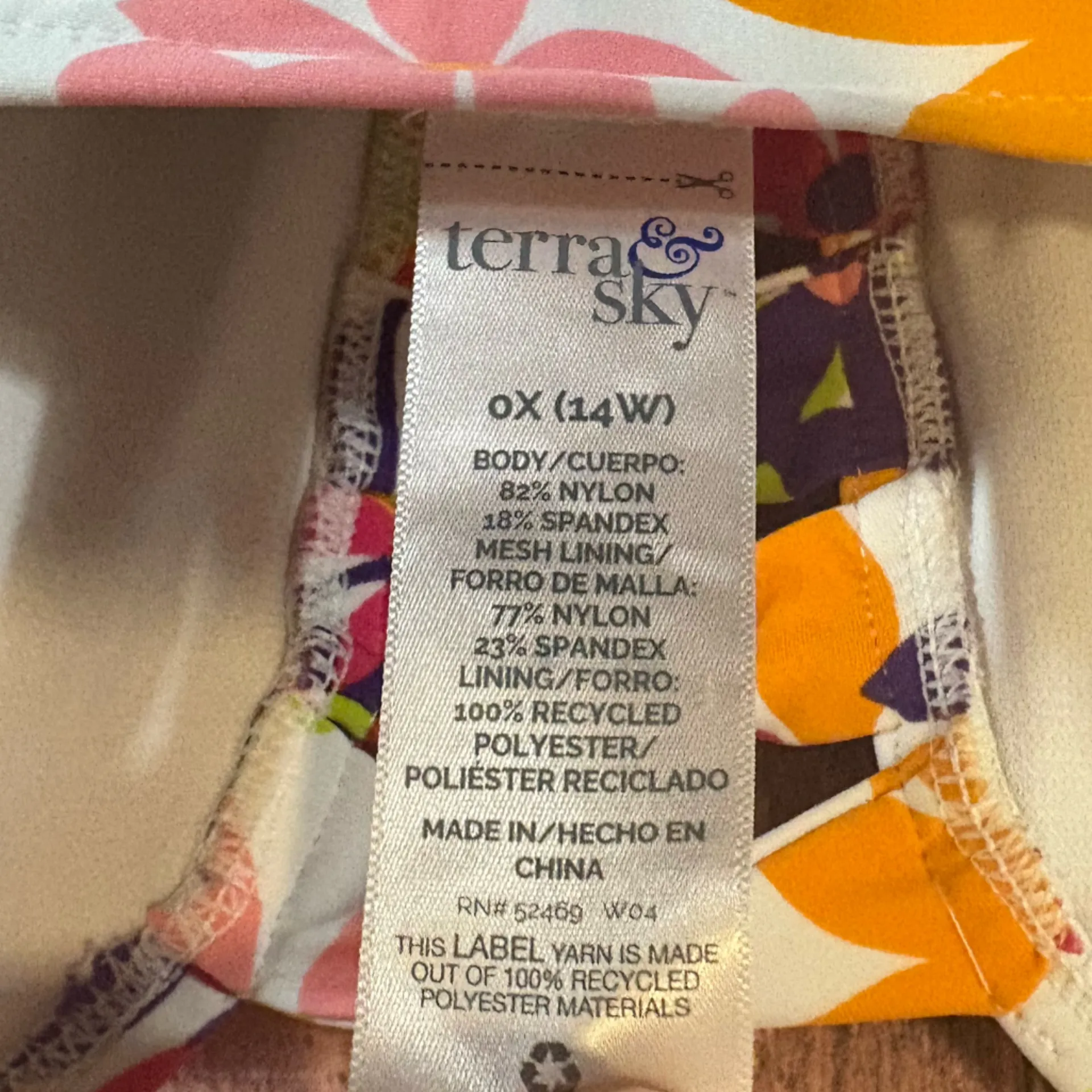 Terra & Sky White Floral One Piece Swimsuit Size 0X (14W)‎ - Image 5