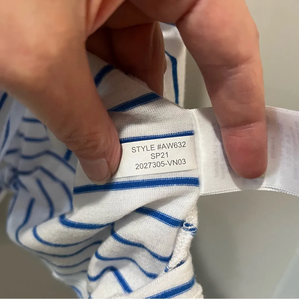 J.Crew  striped tank Top Size Large Blue White  Open Back Tie - Image 5