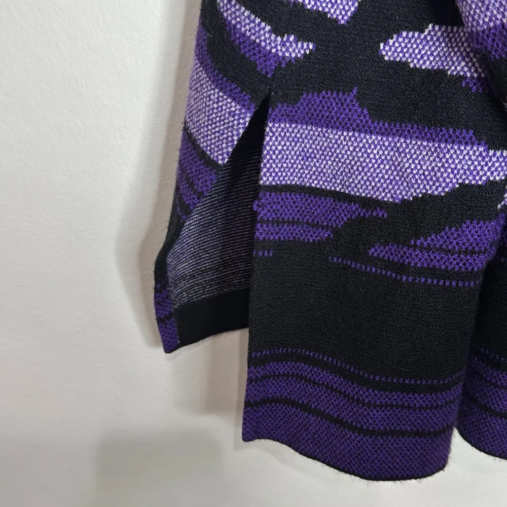 Ming Wang Purple Black longline zebra print Long sleeve Knit Cardigan Size XL - Image 8