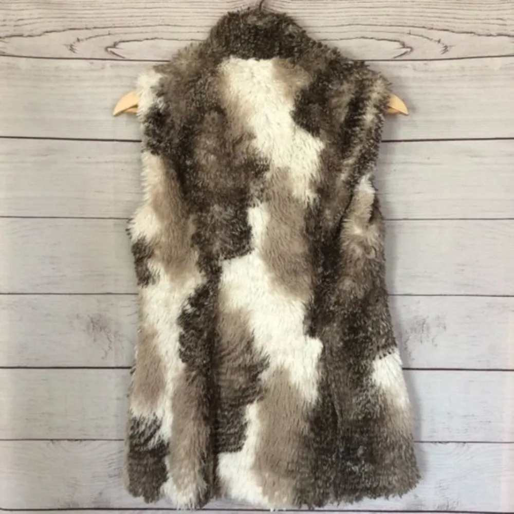 Cabi Aspen Faux Fur Brown & White Full Zip Vest 3179 XS - Image 51