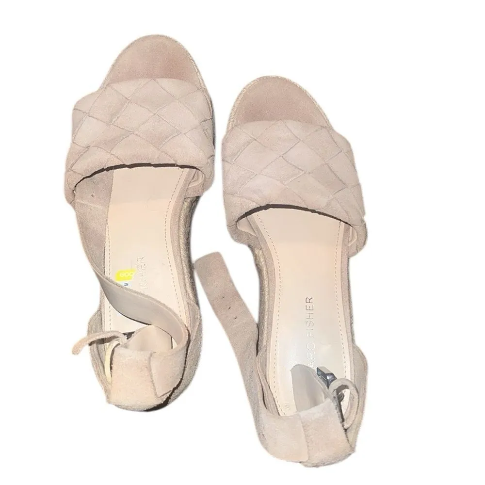 Marc Fisher Women's Suede Cream Woven Sandals 7 M - Image 2