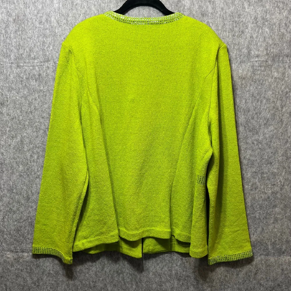 Vintage ASHRO Embellished‎ Cardigan 22 Sweater Wool Blend Green Rhinestones Size undefined - Image 8