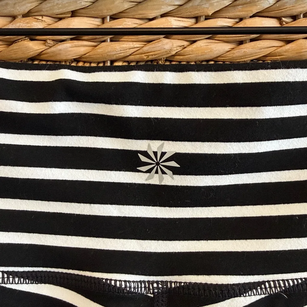 Athleta Mid-Rise Chaturanga Capri Legging Black and White Stripe, Small - Image 8