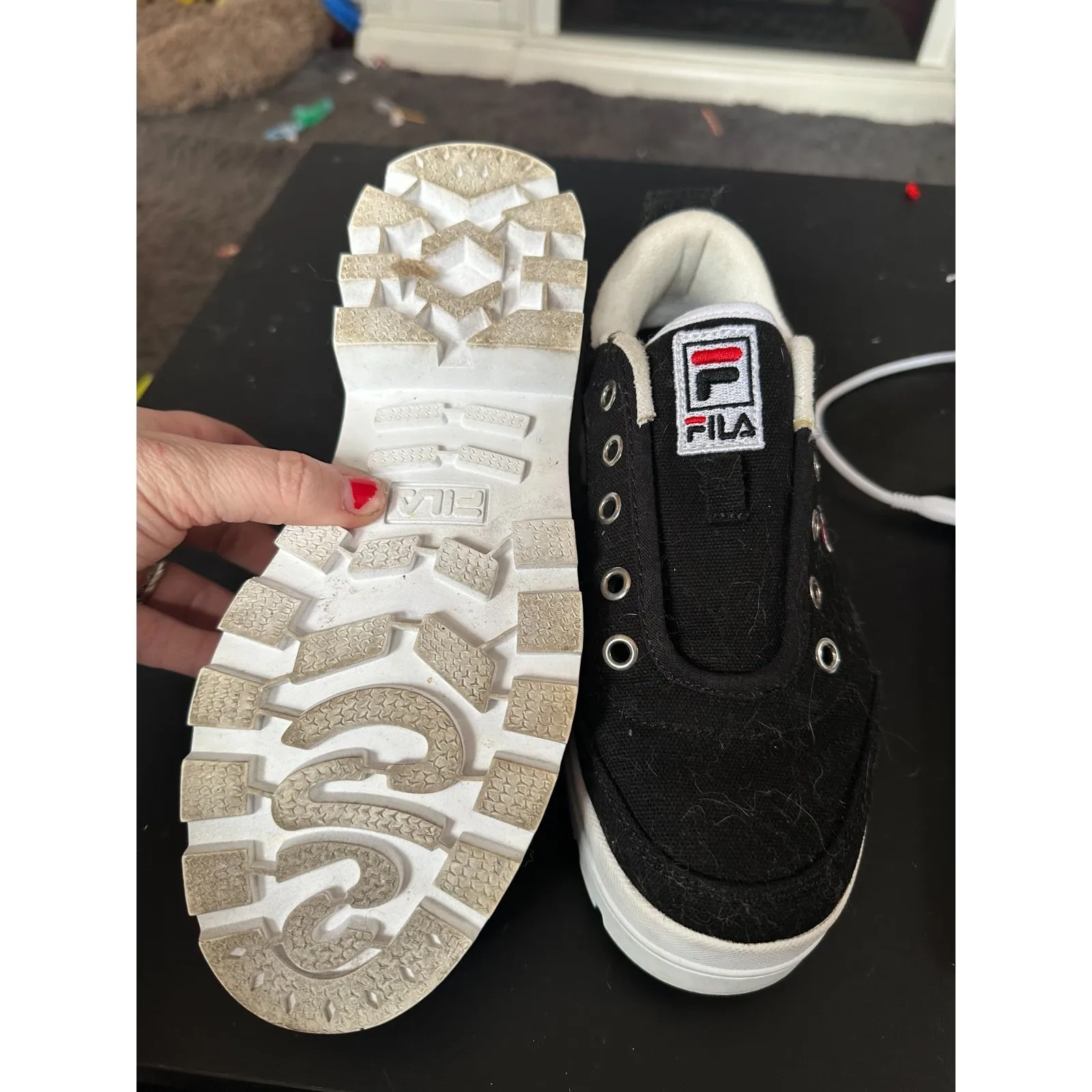 Fila Black Platform Sneakers without Laces in 7 - Image 2
