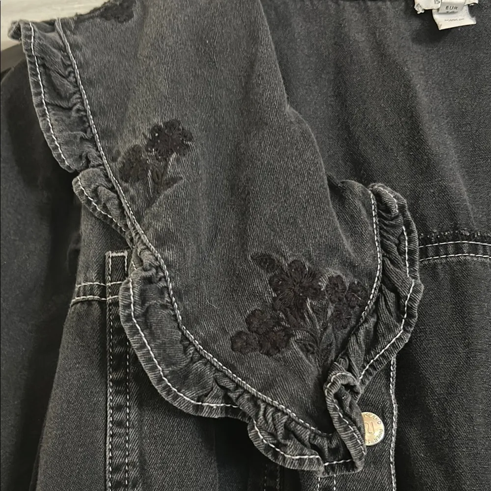 Black Ruffled Button-Up Dress - Image 6