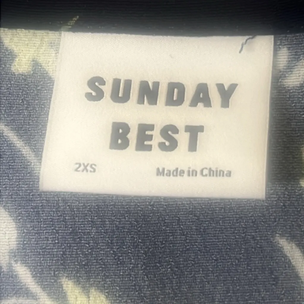 Sunday Best Floral‎ Puff Sleeve Mini Dress Black Yellow Print Size 2XS Blue - Image 6