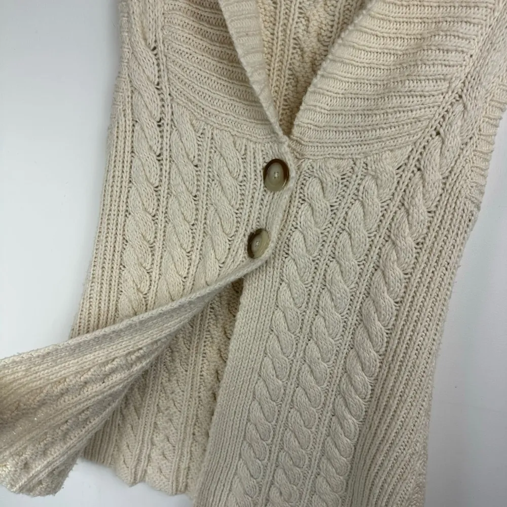 Eddie Bauer  Cable Knit Sweater Vest Cardigan Sz Large Wool Blend Button Front - Image 7