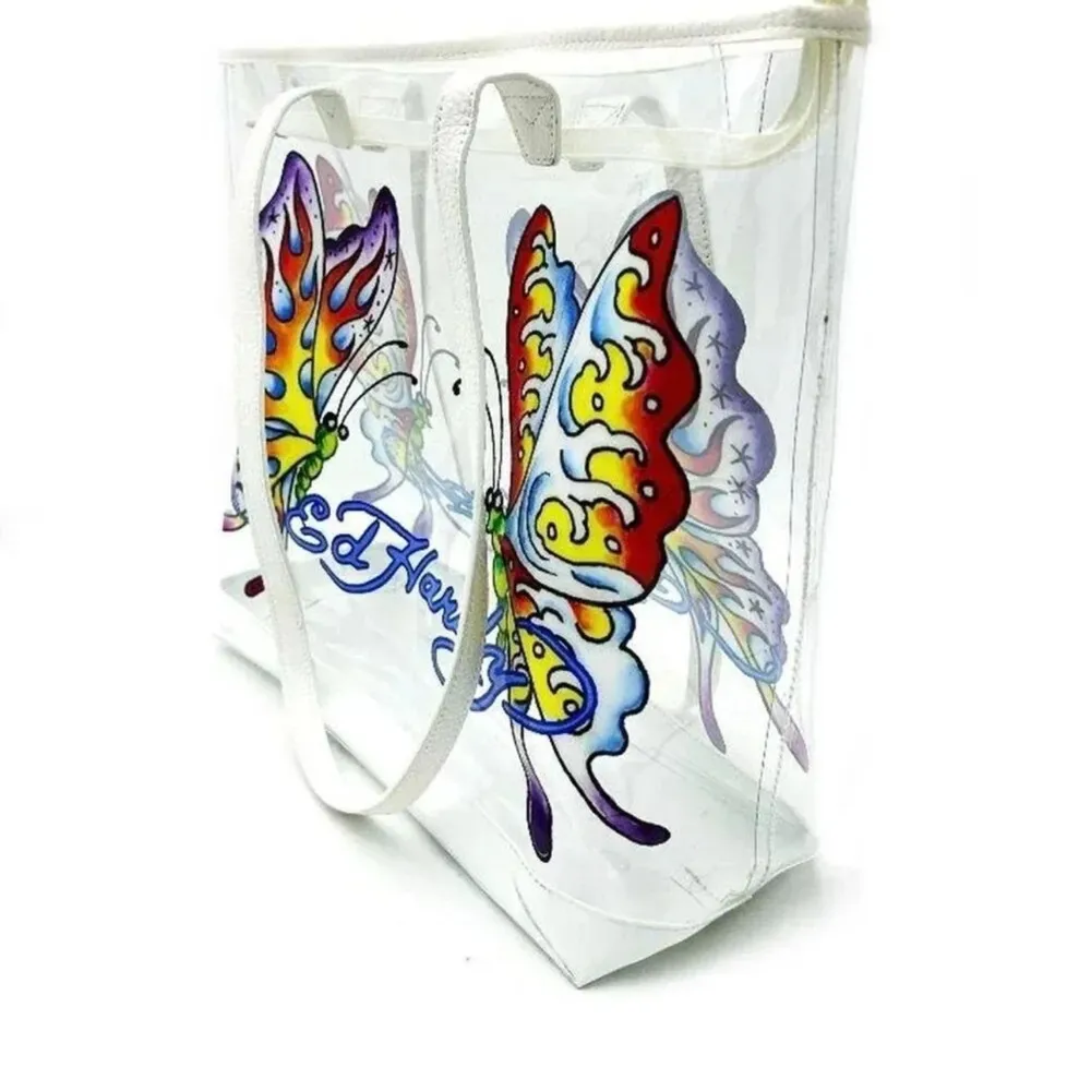 NWT Ed Hardy Butterfly Graphic Vintage Y2K Clear Festival Large Tote Bag - Image 6