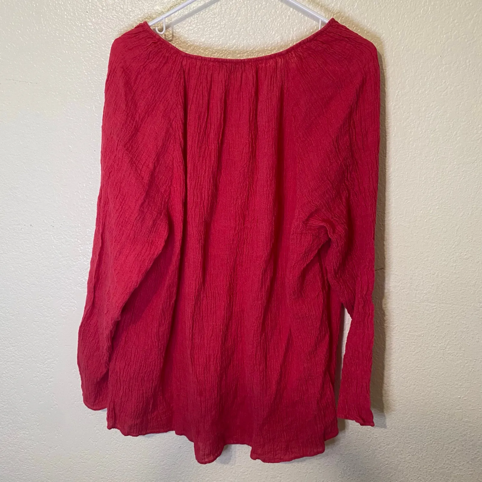 Massimo Dutti Fuschia Pink‎ Gauzy 100% Linen Blouse Size Large - Image 4