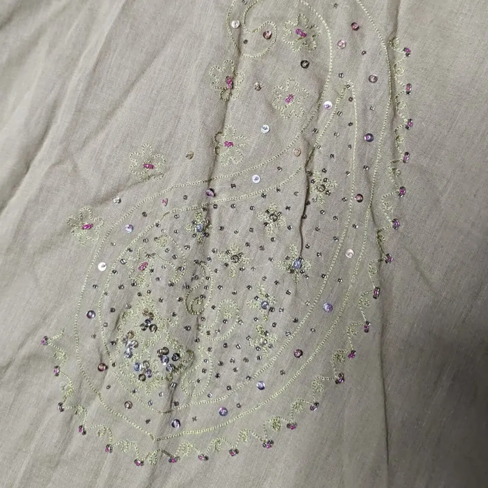 Vtg Y2K Jacques Ruc Spring Green Fairycore Embroidered Draped Hem Maxi Dress L Size L - Image 3