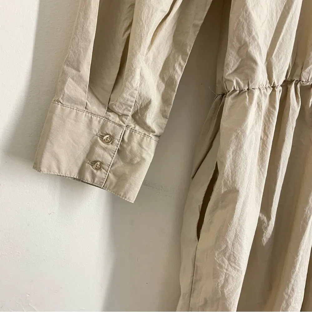 Ellen Tracy Poplin Tiered Midi Shirt Dress Beige size S - Image 10