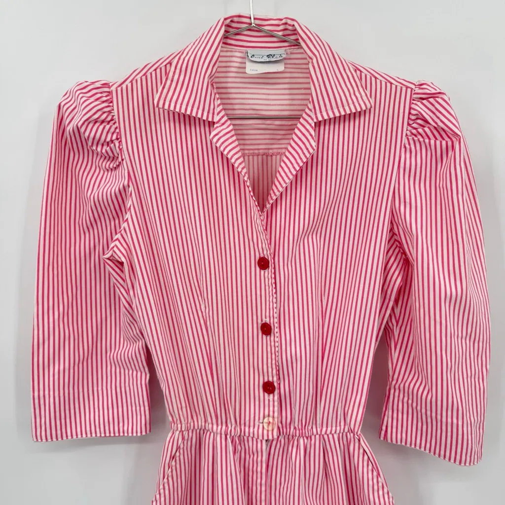 Vintage 80s Joni Blair Pink and White Striped Jumpsuit Size undefined - Image 3