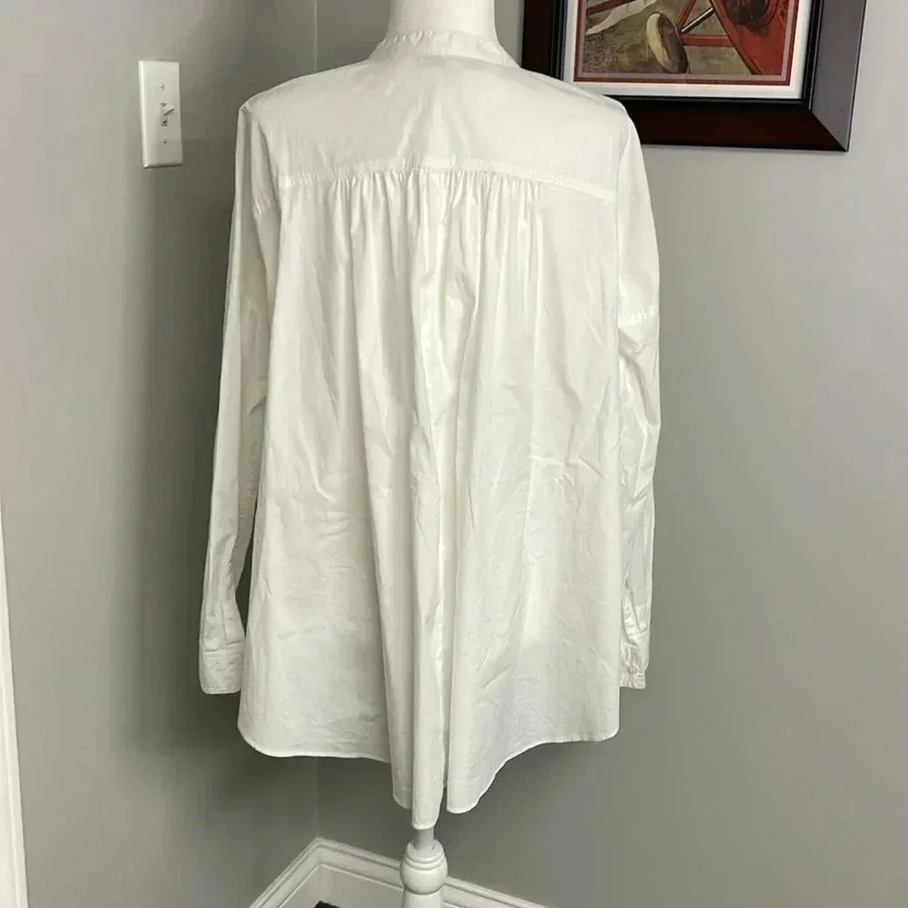 Loft  White Long Sleeve High Low Blouse Top Size Large - Image 3