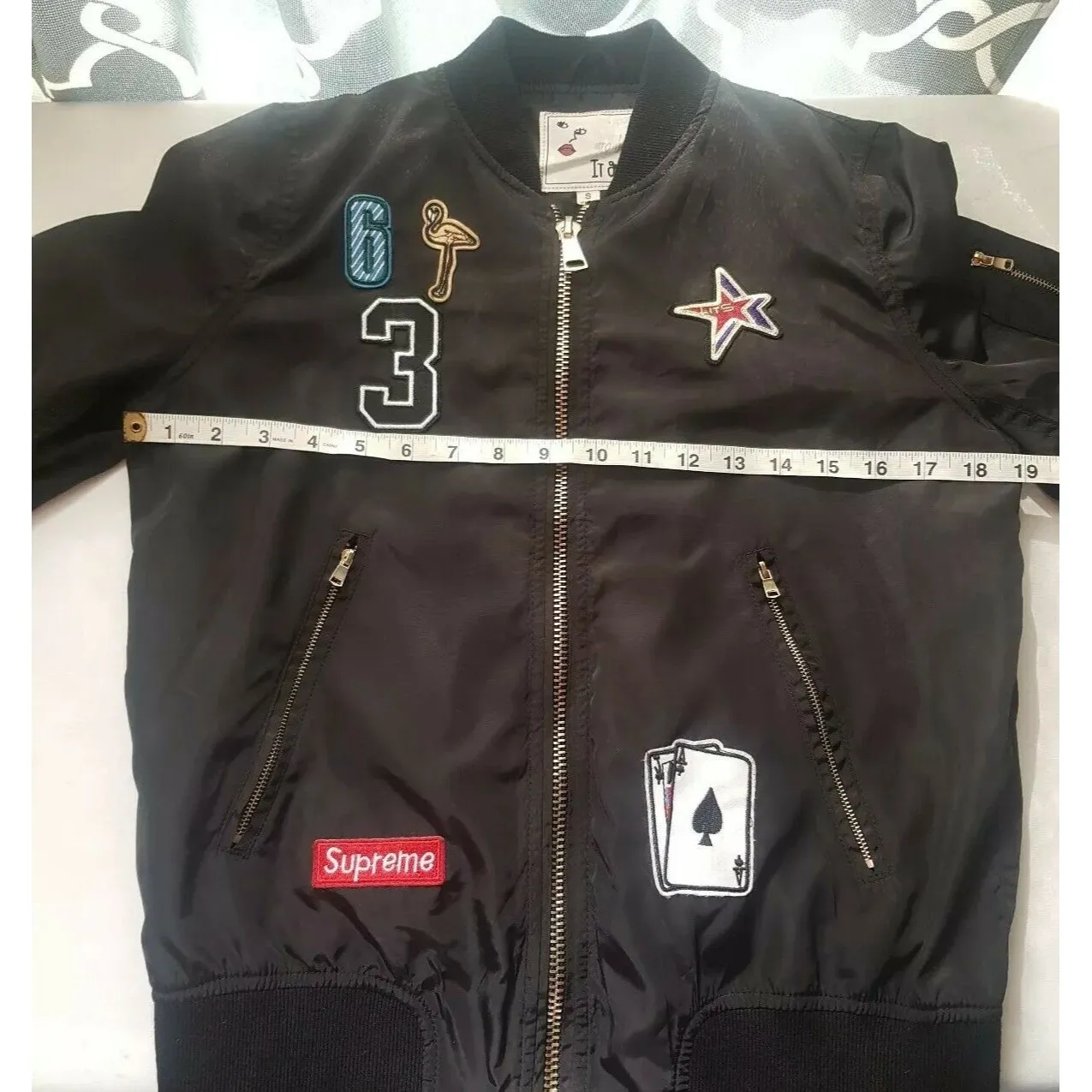 It Girl Jacket Windbreaker Womens Sz Small Streetwear Grunge Y2k Statement Urban Black - Image 16