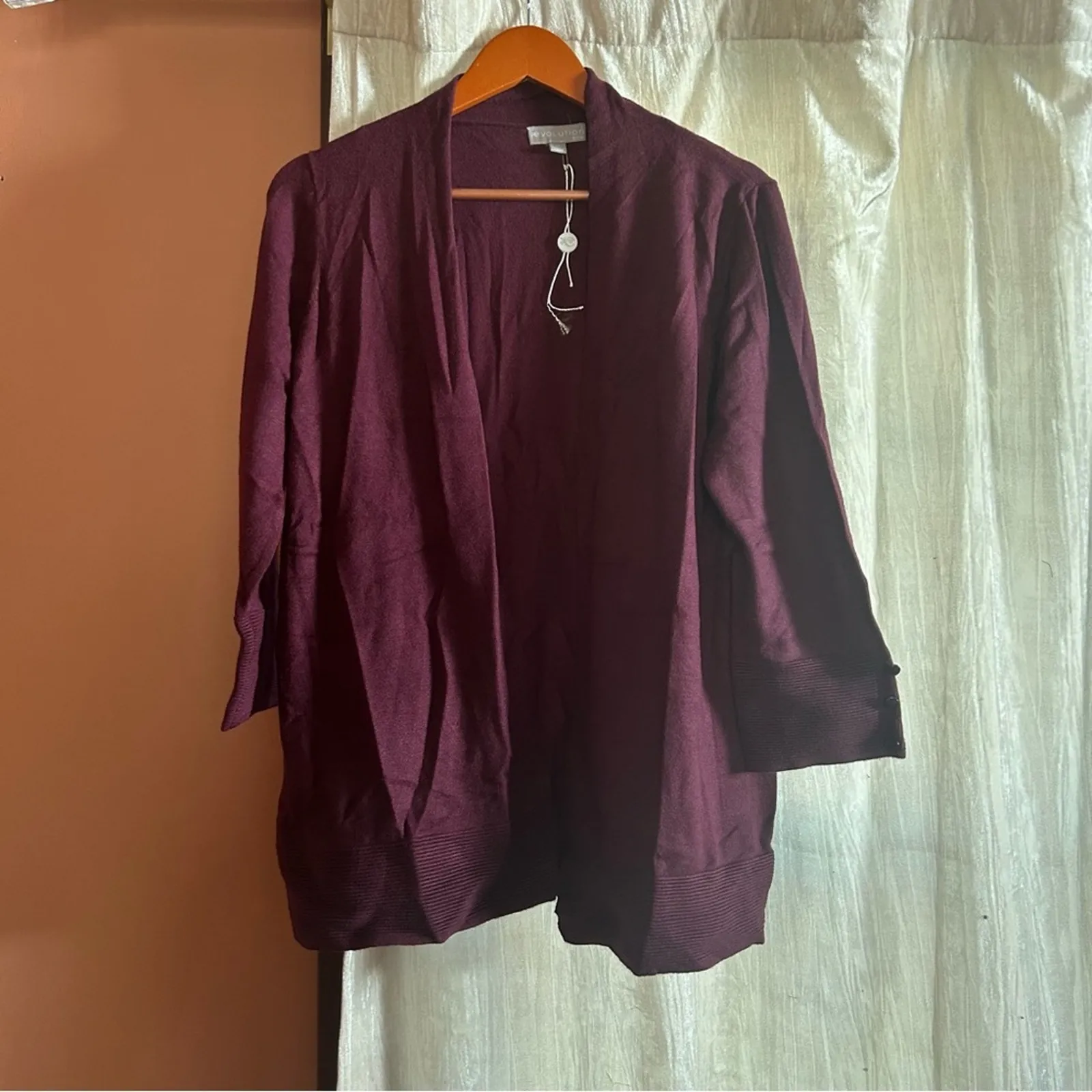 Stitch Fix Evolution by Cyrus Myna‎ Open Cardigan Sweater Layering Plum NEW Sz M Red Size M - Image 2