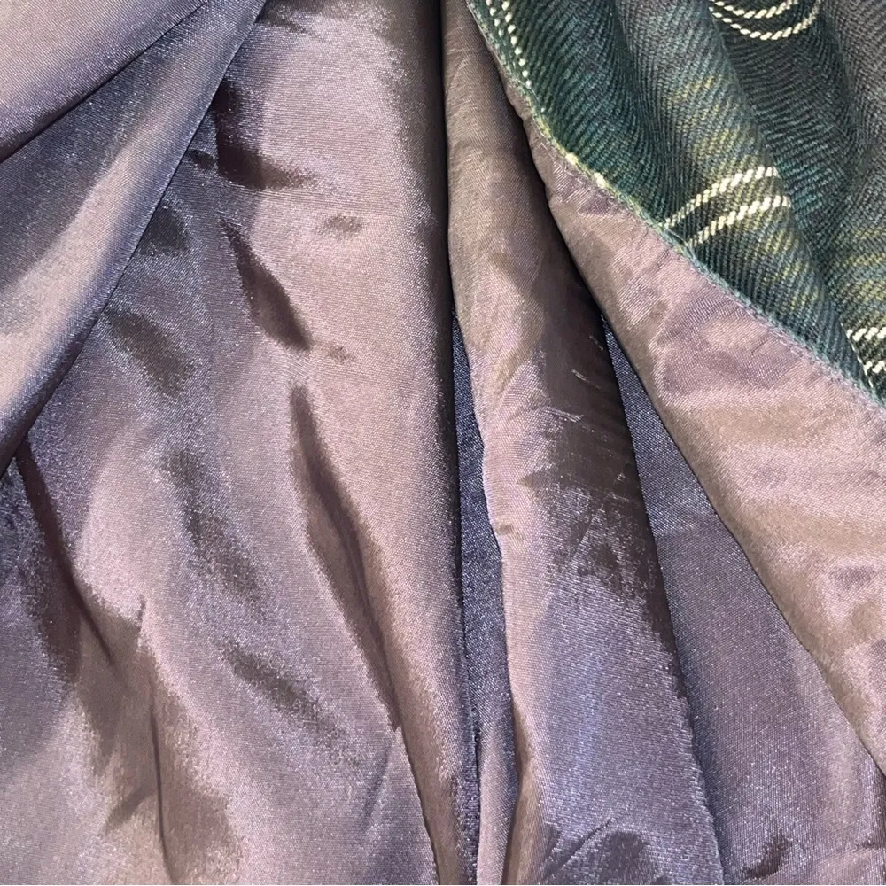 Talbots Vintage Fringe Wrap Plaid Tartan Wool Midi Skirt Women Sz 12 Blue Green - Image 7