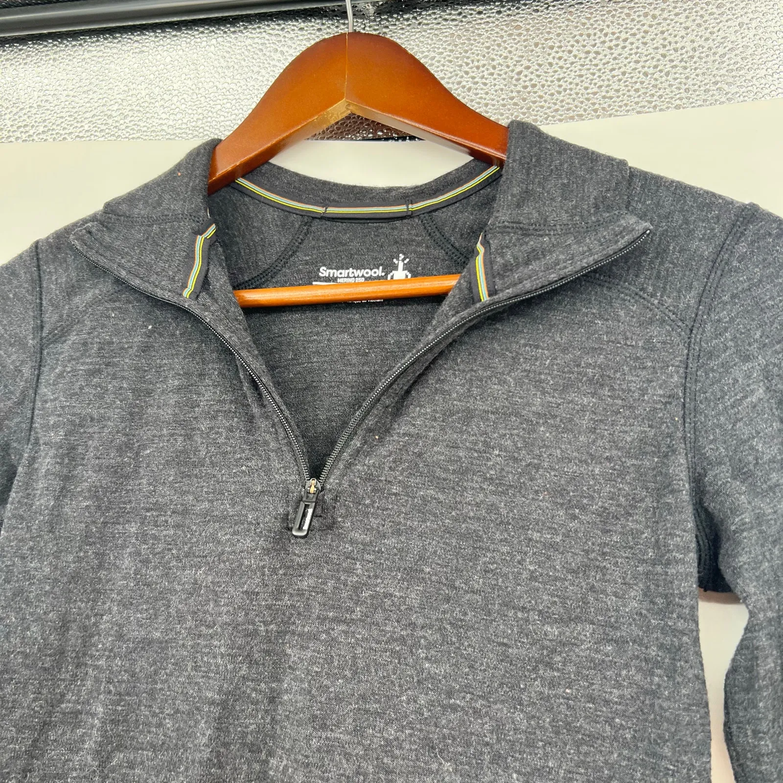 Smartwool Women's Classic Thermal Merino Base Layer 1/4 Zip pullover gray wool - Image 5