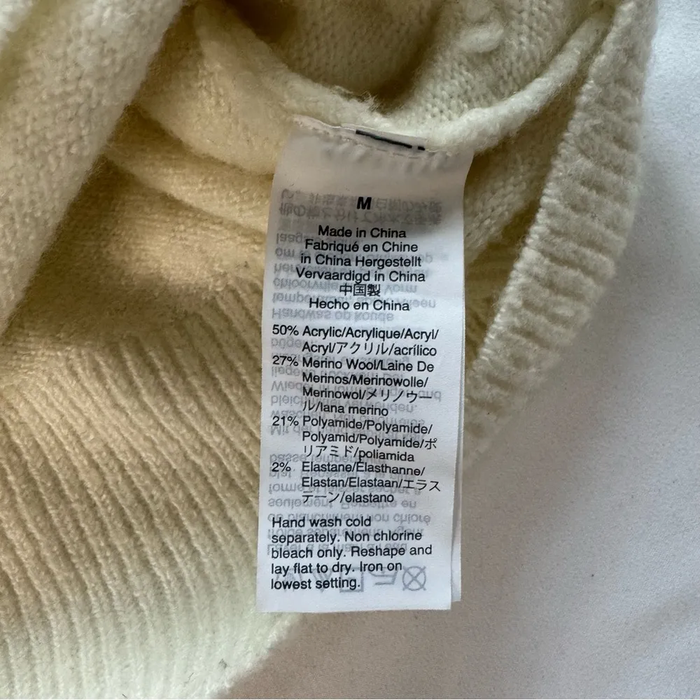 Madewell White Size M Bobble Dashwood V-Neck Sweater Coziest Yarn Swiss Dot - Image 9