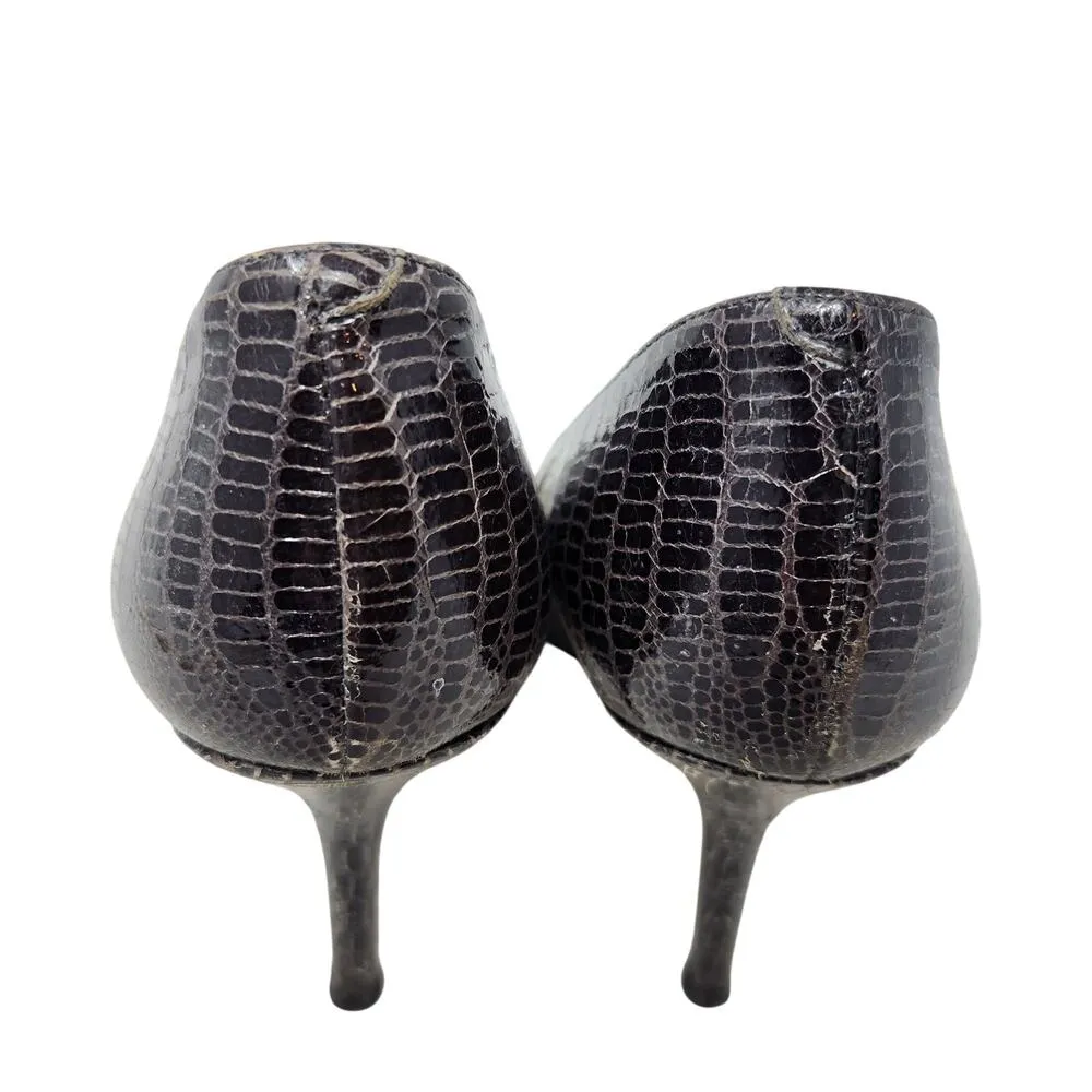 Jimmy Choo Embossed Leather Pumps High Heels Shoes Slip On Black Size 37 - Image 4