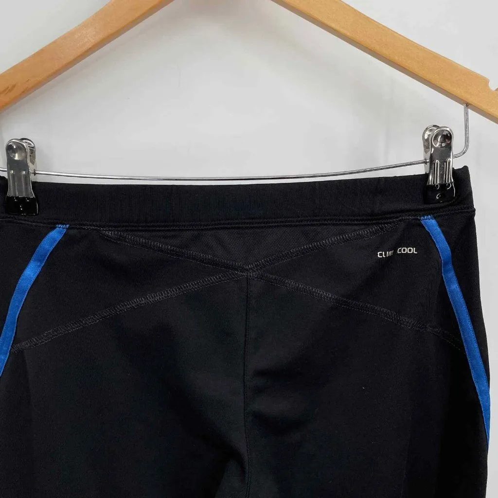 Adidas Athletic Capri Pants Womens 8 Black‎ Polyester Blue Trim Mesh Panel - Image 4