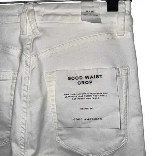 GOOD AMERICAN Good Waist High-Rise White Distressed Crop Jeans NWT $139 Size‎ 4 - Image 7